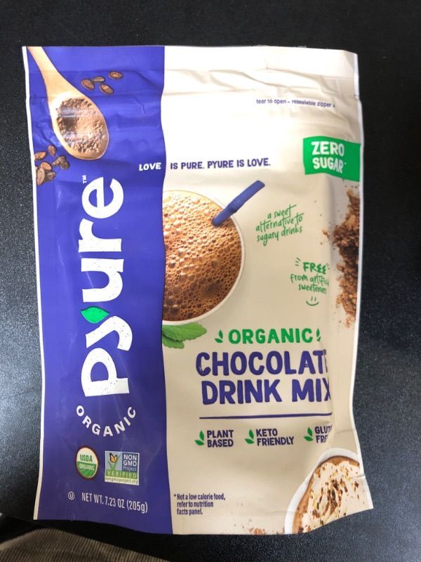 Photo 2 of Pyure Organic Chocolate Drink Mix, Keto, 0 Sugar, 7.23 oz (205 g) BB 2025