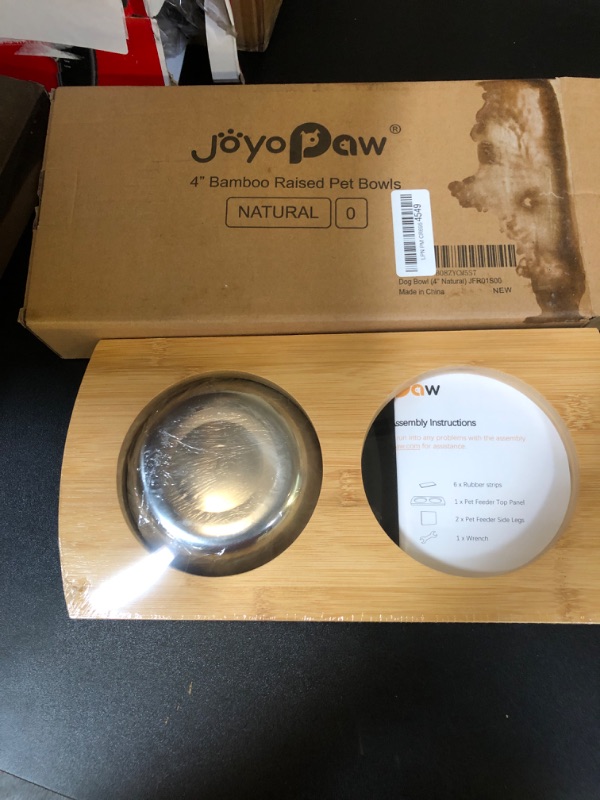 Photo 2 of 
Elevated Dog Bowls, Bamboo Raised Dog Bowl for Small Dogs & Cats, with 3 Stainless Steel Bowls (4'' Tall-20oz*2,12oz*1 Bowl)