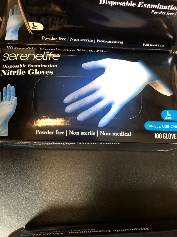 Photo 1 of Blue Nitrile Gloves Disposable Latex Free Large | 4 Mil Nitrile Medical Gloves | 100 Count Powder Free Examination Gloves, Food Grade & Safe, Rubber Gloves Disposable Exam Gloves | Veterinarian, Lab

