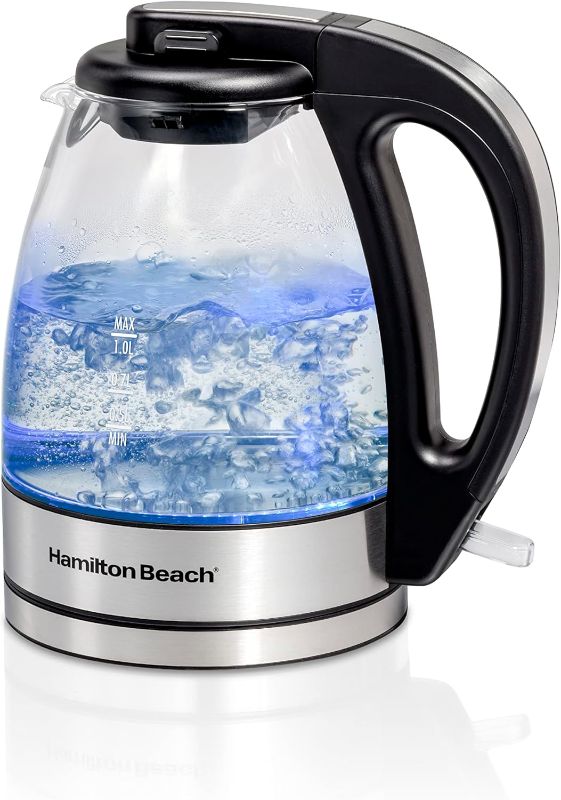 Photo 1 of 
Hamilton Beach Glass Electric Tea Kettle, Water Boiler & Heater, 1 Liter, 1500 Watts for Fast, BPA Free, Cordless Serving, Auto-Shutoff & Boil-Dry...