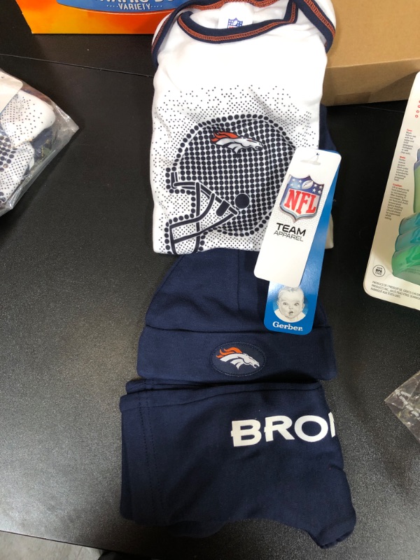 Photo 2 of Nfl Denver Broncos Baby Boys Bodysuit, Pant and Cap Outfit Set