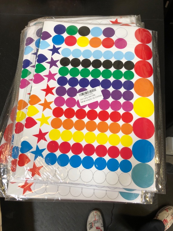 Photo 2 of 1600 Sheets Dot Stickers Round Colored Coding Labels, 12 Colors Circle Star Heart Shape Stickers for Kids Classroom Students Office