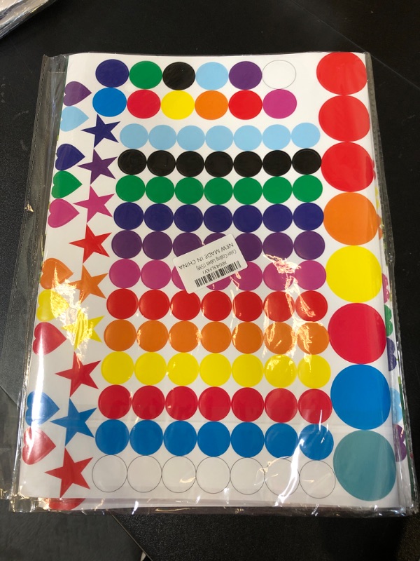 Photo 2 of 1600 Sheets Dot Stickers Round Colored Coding Labels, 12 Colors Circle Star Heart Shape Stickers for Kids Classroom Students Office