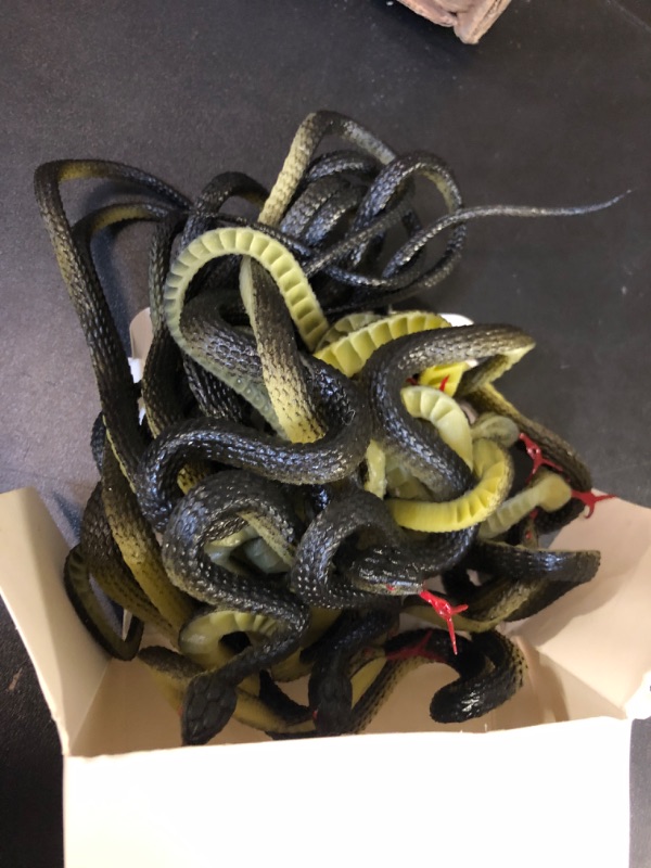 Photo 2 of 15 Pieces 17.7 Inch Rubber Snakes Realistic Plastic Snake Fake Snake Props for Garden Props to Keep Birds Away, Pranks, Halloween Decoration