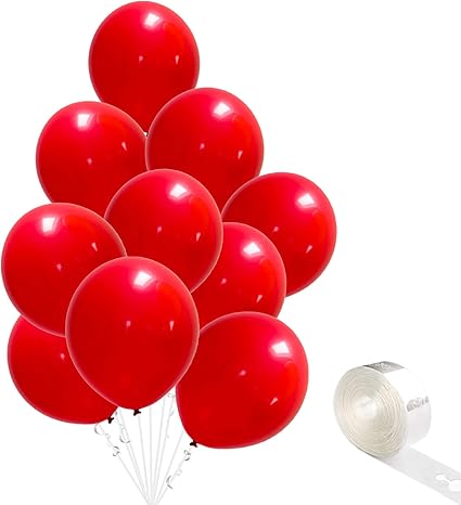 Photo 1 of 12-Inch Thicken Red Balloons 100 Pcs, Premium Helium Quality Latex Balloons, Birthday Balloons Arch Kit, Party Decorations for Christmas, Wedding, Bachelorette and Baby shower
