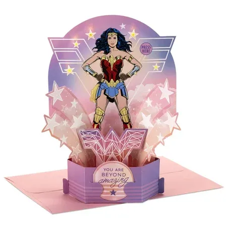 Photo 1 of 3 pack ! Hallmark Wonder Woman Paper Wonder Pop up Birthday Greeting Card with Music (Plays Wonder Woman Theme) 3 pack ! 
