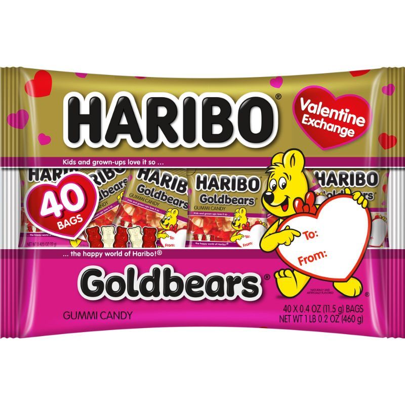 Photo 1 of  Haribo 40ct Valentines Day Exchange Kit Goldbear Gummi Candy exp 11 2024