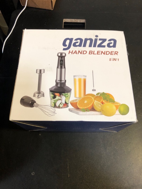 Photo 2 of Ganiza Immersion Blender 5 in 1 Hand Blender Max 1000W Heavy Duty Motor, 16 Speed Mode Handheld Blender Stainless Steel Blade With 800ml Mixing Beaker, 600ml Chopper, Whisk and Milk Frother