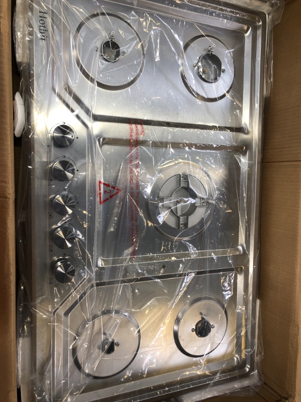 34 in. 5Burners Gas Cooktop in Stainless Steel with Propane Gas