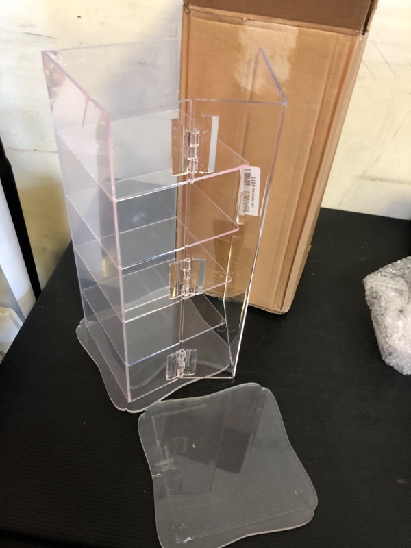 Photo 1 of ZENFUN 5 Layers Acrylic Belt Organizer, Square Stackable Belt Storage Box Clear Display Case Vanity Organizer for Watch, Hair Accessories, Jewelry, Closet and Drawer