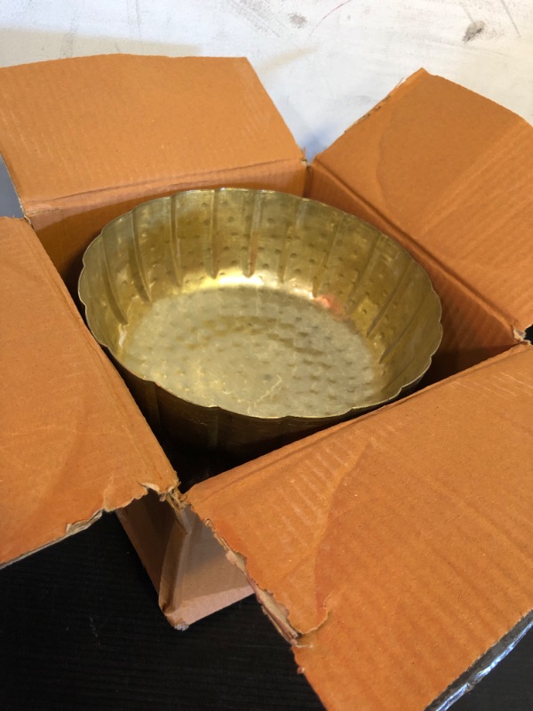 Photo 2 of Accent Decor Distressed Gold Metal Compote Bowl | Gold Compote Vase l Lita Metal Vase l Indoor and Outdoor Compote for Any Event