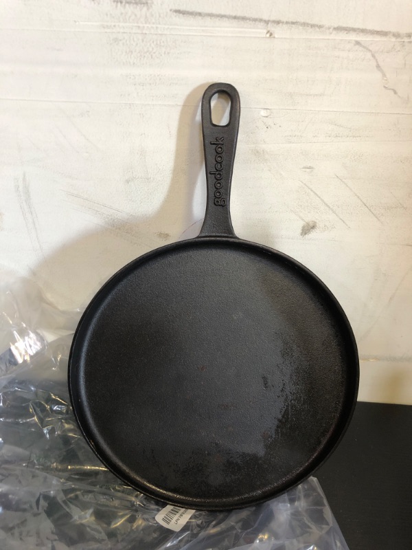 Photo 2 of GoodCook Pre-Seasoned Cast Iron Pizza Pan, 10.5-Inch Round Skillet for Pizza, Crepes, and Pancakes, Durable Even Heating Cookware, Oven Safe to 500°F, Versatile Black Cast Iron Pan