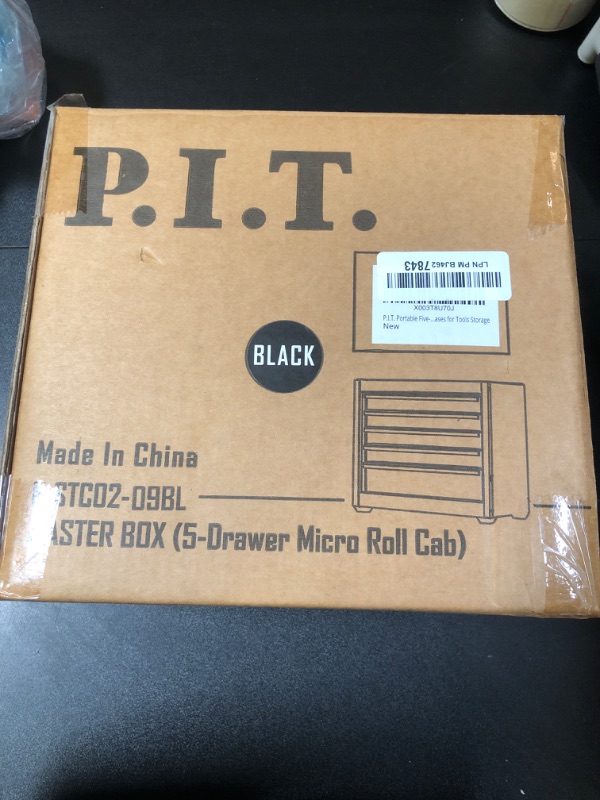 Photo 1 of P.I.T. Mini Black Tool Box, Portable 5-Drawer Micro Roll Cab Steel Stackable Tool Box with Liner, Black Small Tool Case for Tools Storage and Organizers, Home DIY