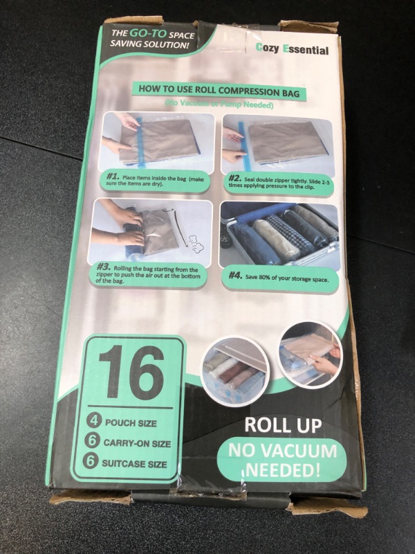 Photo 2 of 16  Travel Compression Bags, Hand Roll Space Saver bags No Vacuum Needed (6 Large Roll/6 Medium Roll/4 Small Roll)