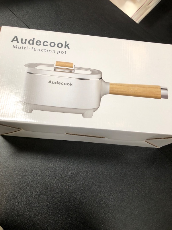 Photo 2 of Audecook Hot Pot Electric 2L, Cermic Glaze Non-Stick Frying Pan 8 Inch, Portable Travel Cooker for Ramen/Steak/Fried Rice/Oatmeal/Soup, with Dual Power Control (Silicone Spatula Included)