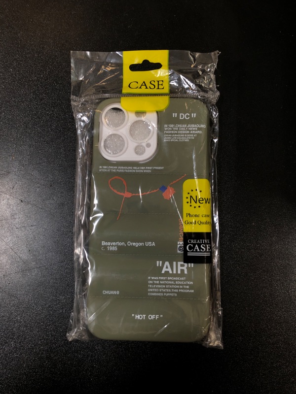Photo 1 of Brooker Hot Off Sports Shoes Brand Phone Puffer Case Puffy Cover for iPhone 14 14 Pro 14 Plus 14 Pro Max Sneakers ins White or Black Label Soft Cover- Dark Green for iPhone 14 PROMAX