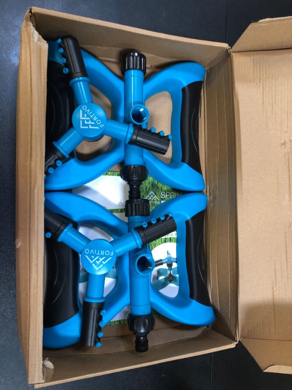 Photo 1 of 2 Pack - Blue Lawn Sprinkler Garden Sprinkler, Automatic 360 Rotating Adjustable Large Area, Yard Sprinkler System, Oscillating Sprinkler Watering Sprayer Easy Hose Connection, Yard Sprinkler