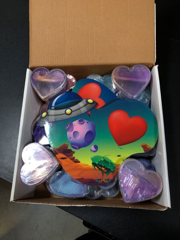 Photo 2 of 28pcsValentines Day Gift-Galaxy Slime with Cards-Stress Relief Fidget Toys for Kids & Valentine,Gifts for Valentine's Party Favor,School Classroom Rewards