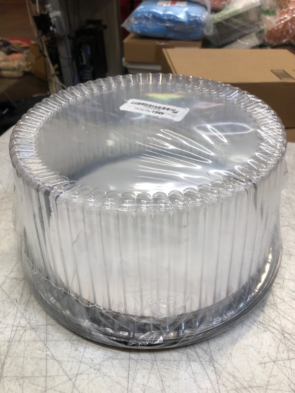 Photo 2 of 10-11" Plastic Disposable Cake Containers Carriers with Dome Lids and Cake Boards | 3 Round Cake Carriers for Transport | Clear Bundt Cake Boxes/Cover | 2-3 Layer Cake Holder Display Containers