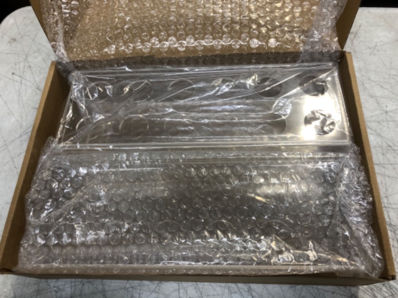Photo 2 of 2Pcs Acrylic Flower Vase Rectangular Clear Acrylic Modern Vases- Total 24 Inches Long Rectangular Floral Centerpiece Low Decoration Vase for Dining Table Halloween Party Decor Wedding?24Holes? Clear?2pcs Total 23.6‘’ 60cm?