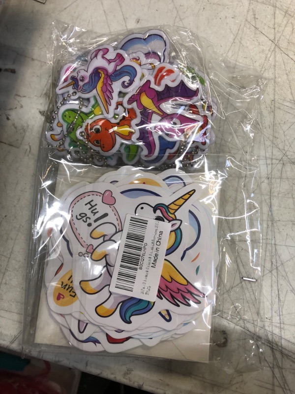 Photo 2 of 26 Pack Dinosaur Unicorn Ocean Valentine's Card Keychains Set for Kids Valentine’s Day Gifts Students Gift Exchange for School Boys Girls Party Favors(Greeting Cards,Keychains,Envelopes,Stickers)