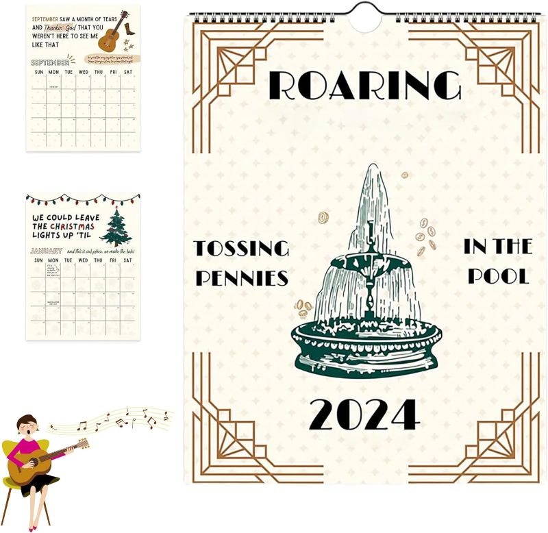 Photo 1 of 2024 Roaring Calendar Wall Calendar, 2024 TS Lyrics Calendar, T-aylor Calendar, 2024 ts lyrics calendar, 12 Monthly Calendar Planner, Funny Calendar Gag Gifts for Family, Friends (PACK OF 2 ) 
