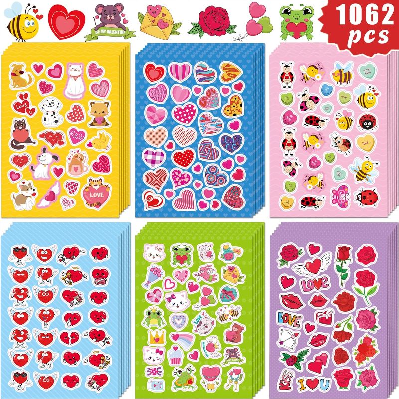 Photo 1 of 36 Sheets Valentines Stickers for Kids,Heart Stickers,Valentines Day Stickers for Crafts Scrapbooking Stickers,Love Stickers for Kids Party Decorations Supply Classroom Reward Gift (1062PCS)

