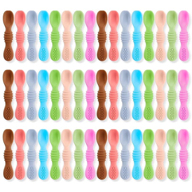 Photo 1 of Dandat 48 Pcs Silicone Baby Spoons Baby Led Weaning Spoons, Baby Feeding Spoon Baby Spoons First Stage Infant Spoons for Infant Toddler Kids Self Feeding Utensils
