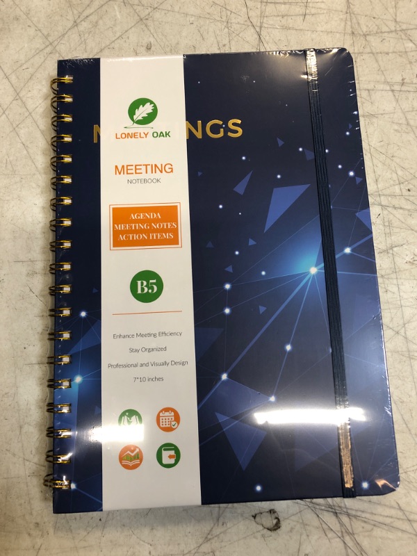 Photo 1 of Meeting Notebook for Work with Action Items, B5 Meeting Agenda Notes, Spiral Project Planner Notebook, Office & Business Meeting Notes Agenda Organizer, 7"x10" (Blue) B5 Blue