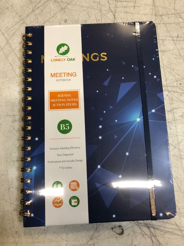 Photo 2 of Meeting Notebook for Work with Action Items, B5 Meeting Agenda Notes, Spiral Project Planner Notebook, Office & Business Meeting Notes Agenda Organizer, 7"x10" (Blue) B5 Blue