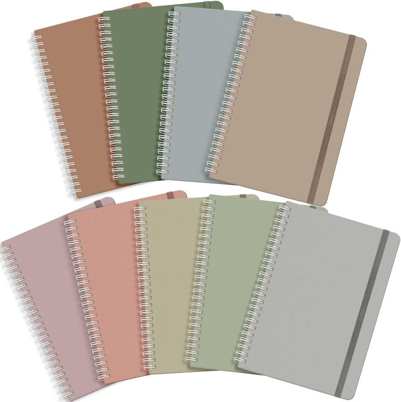 Photo 1 of Qeeenar 9 Pcs Lined Spiral Journal Notebooks 5.7 x 8 Inch A5 1 Subject College Ruled Paper 160 Pages Per Journal 100 Gsm Thick Paper Hardcover Double Wire Journal for School Student Kid(Mixed Colors)
