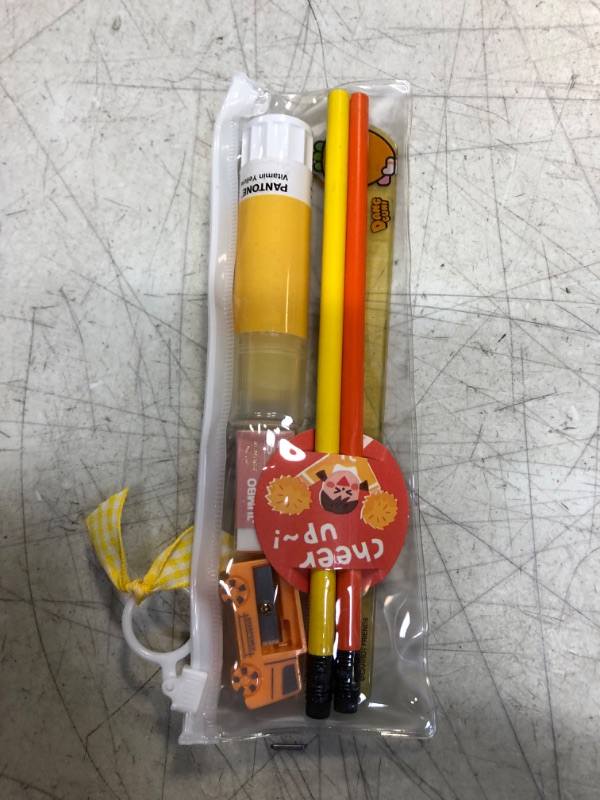 Photo 1 of Saebyul Age 6~10 Class Room Goodie Bag Student Reward Bag Birthday Party Bag Student Gift Pencil, Pencil Sharpener, Eraser, Pantone Glue, Mini Measure. (Red)