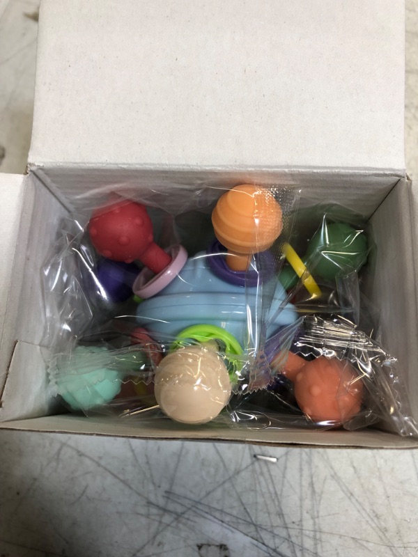 Photo 1 of Baby Sensory Teething Teether Toys: Teething Toys for Babies 0-6 Months | Baby Teething Toys 6 to 12 Months Baby Teething Ball Toy 0-3 Month Rattle Sensory Infant Toys for 0-3-6-12 Months Baby (Blue)