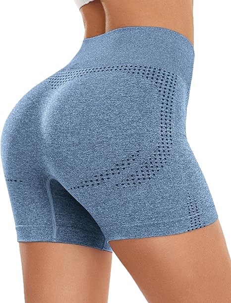Photo 1 of AHLW High Waist Seamless Gym Shorts for Women Mesh Breathable Compression Tummy Control Workout Athletic Exercise Shorts XL