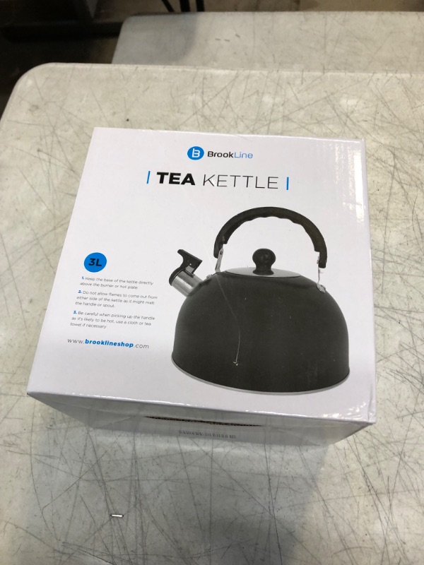 Photo 3 of 3 Liter Whistling Tea Kettle - Food Grade Stainless Steel Tea Pots for Stove Top - Heat Proof Ergonomic Handle & Straight Pour Spout – 3.1 Quarts Tea Kettle Stovetop for Tea, Coffee & Water - BLACK