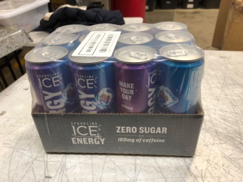 Photo 2 of Sparkling Ice +ENERGY Berry Blast Sparkling Water. Energy drinks with Vitamins & Electrolytes, Zero Sugar, 12 fl oz Cans (Pack of 12) Berry Blast 12 Fl Oz (Pack of 12) (BB 03/01/24)