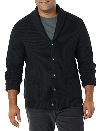 Photo 1 of Amazon Essentials Men's Long-Sleeve Soft Touch Shawl Collar Cardigan, Black, Large
