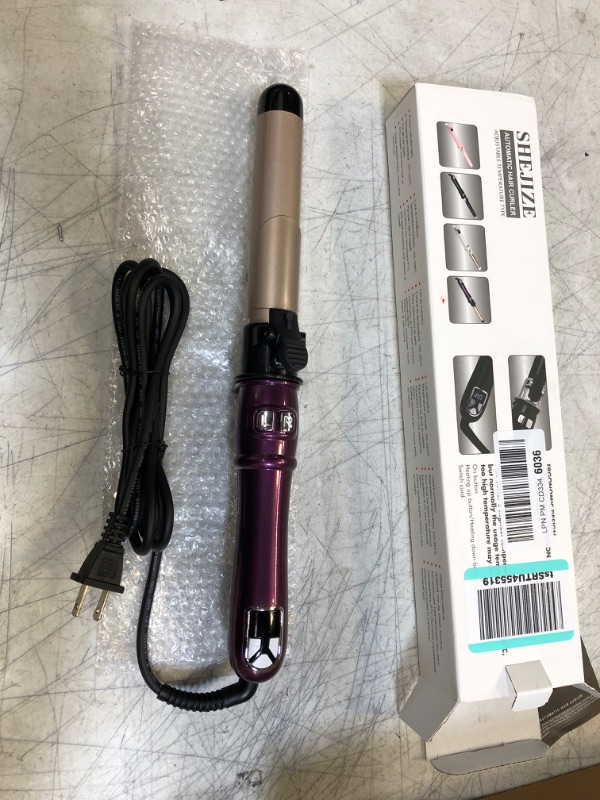 Photo 2 of Curling Wand Automatic Curling Iron Automatic Hair Curler Rotating Curling Iron Hair Waver Hair Styling Irons 30s Instant Heat Wand 110-240v (1.3inch/32mm Curl, Purple) 1.3inch/32mm Curl Purple