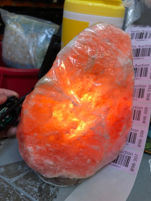 Photo 3 of ++BACK OF POWER SWITCH CASE IS BROKEN+++  Dimmable Salt Lamp, Natural Himalayan Crystal Rock Salt Lamp Pink Light, Hand Crafted Wooden Base Direct from Foothills of The Himalayas Home Decor, Night Light & Gifts 7-11LB