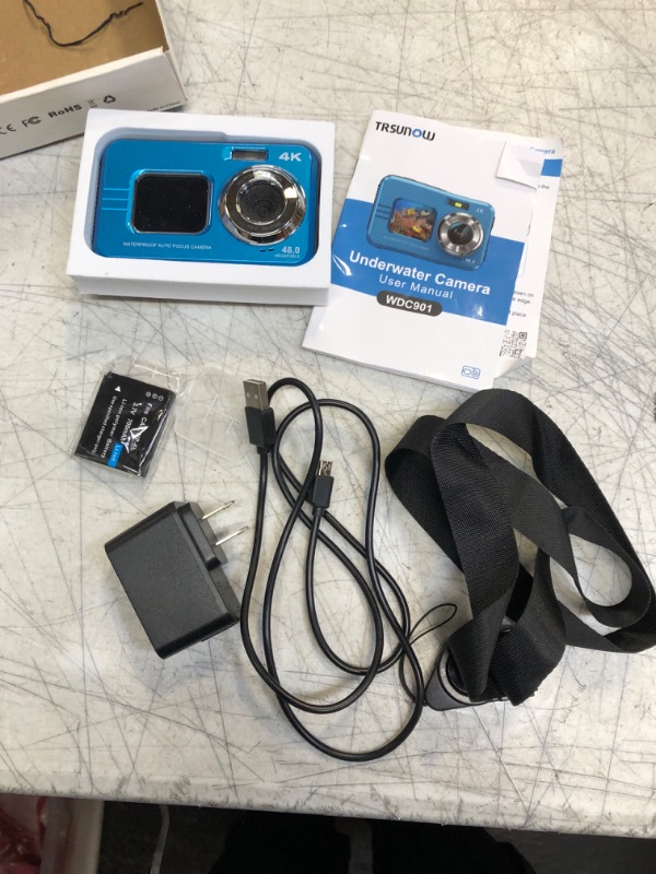 Photo 2 of **MISSING SD CARD, EXTRA BATTERIES** 4K Waterproof Camera Underwater Camera 64GB Card Included in the Adapter Dual Screens Selfie 48MP 16X Digital Zoom Digital Camera Fill Light 11FT Underwater Camera for Snorkeling Kids with 2 Batteries
