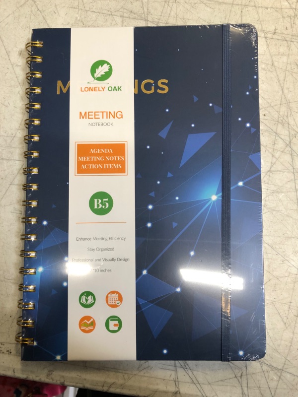 Photo 2 of Meeting Notebook for Work with Action Items, B5 Meeting Agenda Notes, Spiral Project Planner Notebook, Office & Business Meeting Notes Agenda Organizer, 7"x10" (Blue) B5 Blue