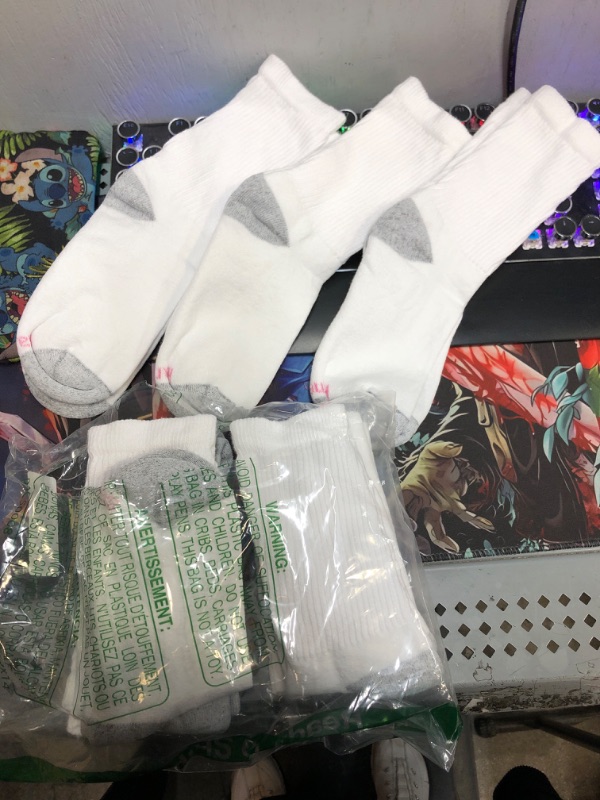 Photo 2 of PACK OF 8 HANES WHITE SOCKS (SIZE UNKNOWN)