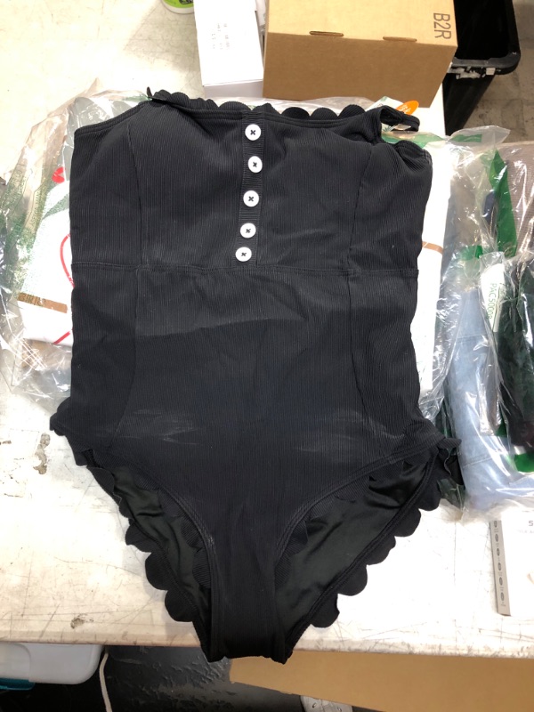 Photo 1 of ++DEODORANT STAINS ON PRODUCT++ ONE PIECE BATHING SUIT (BLACK, L)