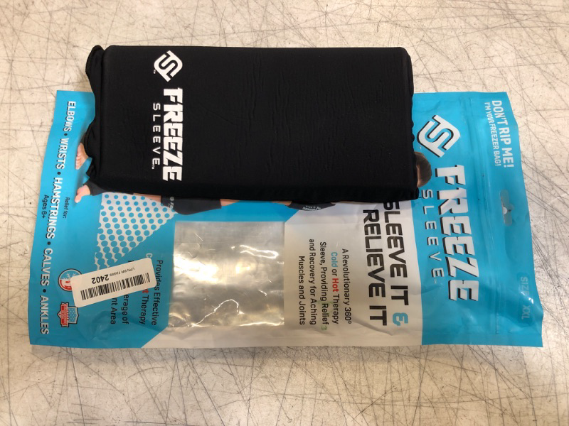 Photo 2 of FreezeSleeve Ice & Heat Therapy Compression Sleeve- Reusable, Flexible Gel Hot/Cold Pack, 360 Coverage for Knee, Elbow, Ankle, Wrist- Black, Large Black Large (Pack of 1)