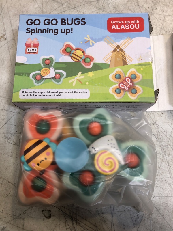 Photo 1 of 3 PCS ALASOU Silicone Suction Cup Spinner Toys for 1 Year Old Boys|Spinning top Baby Toys|Birthday Baby Gifts|Sensory Toys for Toddlers 1-3 Bee