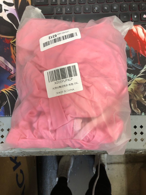 Photo 1 of 2 Pcs Large Dog Raincoat Hooded Split Dogs Poncho and Hoodie Waterproof Pet Rain Wear Light Breathable Suit Adjustable Pet Outfit for Medium Large Dogs (5XL (Chest Circumference 26.8in), Pink) 5XL (Chest circumference 26.8in) Pink