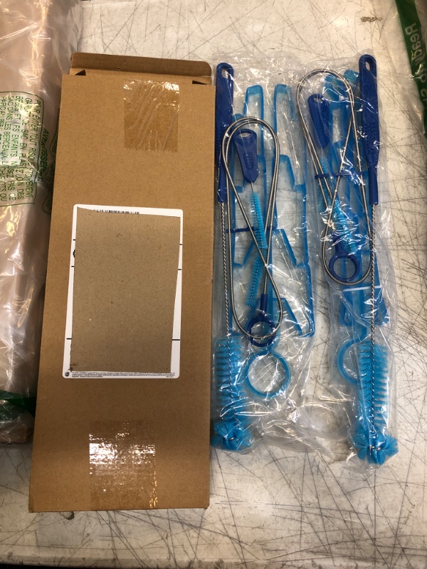 Photo 2 of 2 Packs Hydration Bladder Cleaning Kit, 8 in 1 Water Bladder Cleaning Brush Kit Includes Flexible Long Bladder Brush for Hose Small Bite Valve Brush Big Brush Drying Collapsible for Bladder Blue