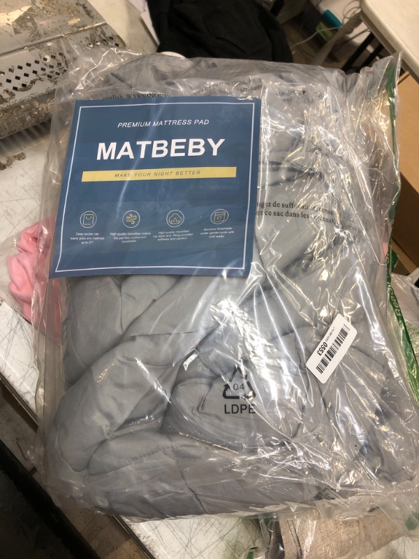 Photo 2 of MATBEBY Bedding Quilted Fitted Twin XL Mattress Pad Cooling Breathable Fluffy Soft Mattress Pad Stretches up to 21 Inch Deep, Twin XL Size, Light Grey, Mattress Topper Mattress Protector Twin XL Light Grey - Checkered