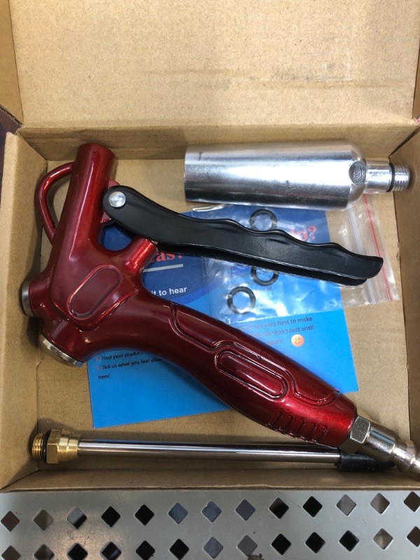 Photo 2 of Heavy-Duty Air Blow Gun with Powerful Flow Nozzle, High Volume Air Nozzle Blower Gun with Stainless Steel Extension & 1/4'' Standard Quick Plug, Pneumatic Dust Clean Tool for Air Compressor Accessory