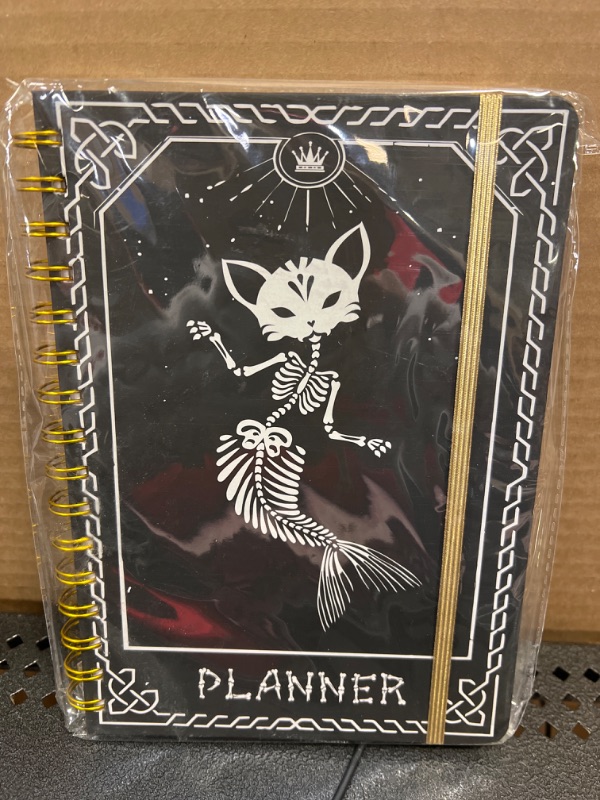 Photo 1 of 2024 Planner, 12-Month Weekly Monthly Planner from JAN.2024 to DEC.2024, 8.4" X 6", Planner Notebook with Spiral Bound, Stickers & Sticky Index Tabs, Fox-Fish Skull Black - 01
